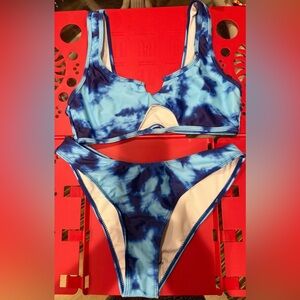 SHEIN M Blue Tie-Dye Bikini Set